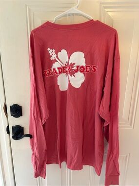 XXL Brand New Trader Joe's Crew Men's Long Sleeve Tee - Pink Floral Logo